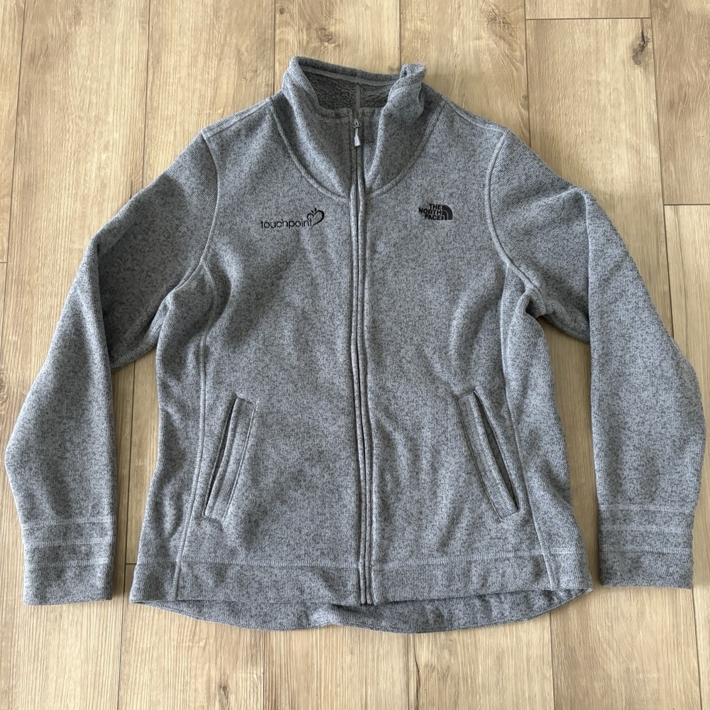 The‎ North Face Fleece Jacket Womens XL Gray Full Zip Stand Collar Soft Warm